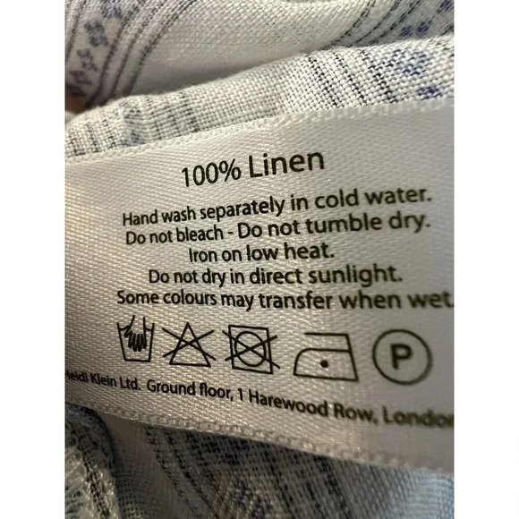 Heidi Klein Women’s Sardinia Frill Belted Midi Dress Linen Size Small Blue White - Picture 12 of 12